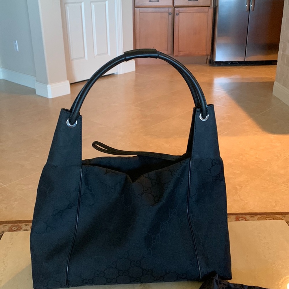 Gucci Black Canvas Pocketbook.